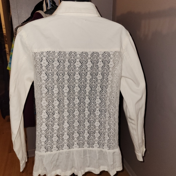 KEREN hart Jackets & Blazers - White Jean Jacket w/ Lace Back